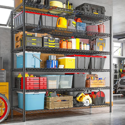 83”H 6-Tier Metal Wire Shelves, 3840lbs Heavy Duty Storage Shelves , Adjustable Storage Rack for Garage Kitchen Pantry Commercial