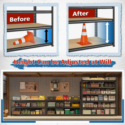 55"W Boltless Shelving Units, 6-Tier Heavy Duty Freestanding Garage Shelves Load 3060lbs, Steel Storage Racks for Pantry Basement Commercial