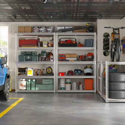 35.5"W Garage Shelving, 5-Tier Adjustable Metal Shelves, Storage Rack for Kitchen Pantry Basement, Galvanized
