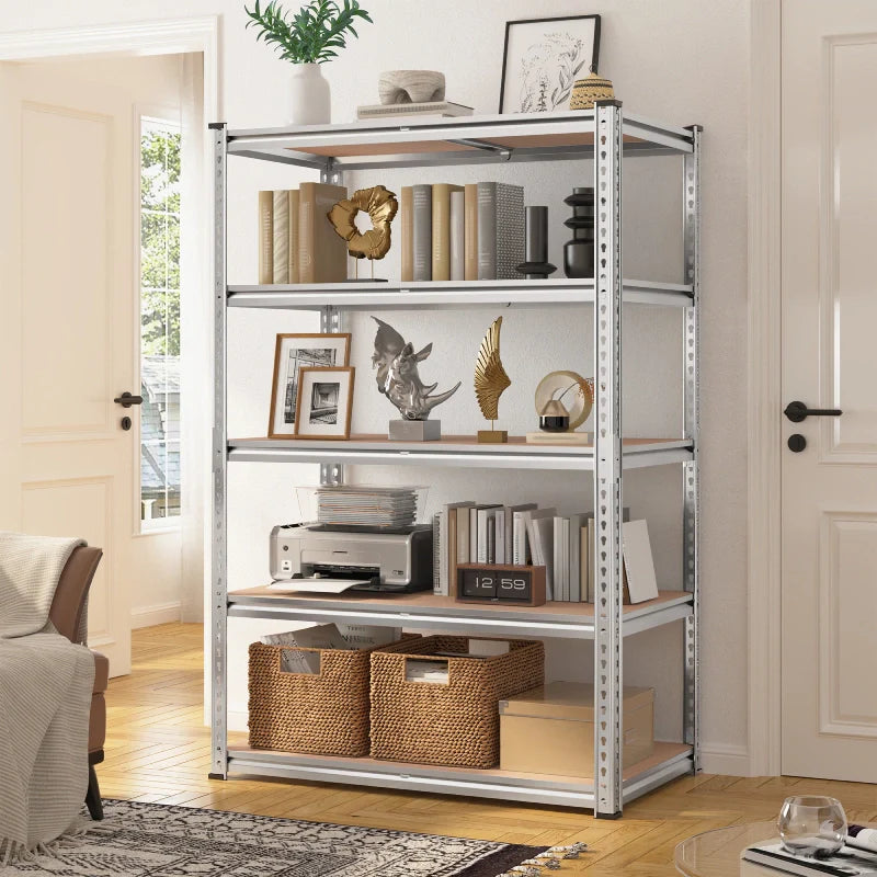 35.5"W Garage Shelving, 5-Tier Adjustable Metal Shelves, Storage Rack for Kitchen Pantry Basement, Galvanized