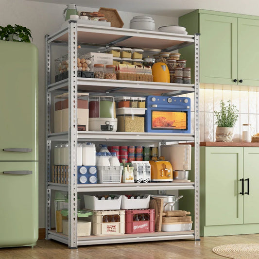 35.5"W Garage Shelving, 5-Tier Adjustable Metal Shelves, Storage Rack for Kitchen Pantry Basement, Galvanized