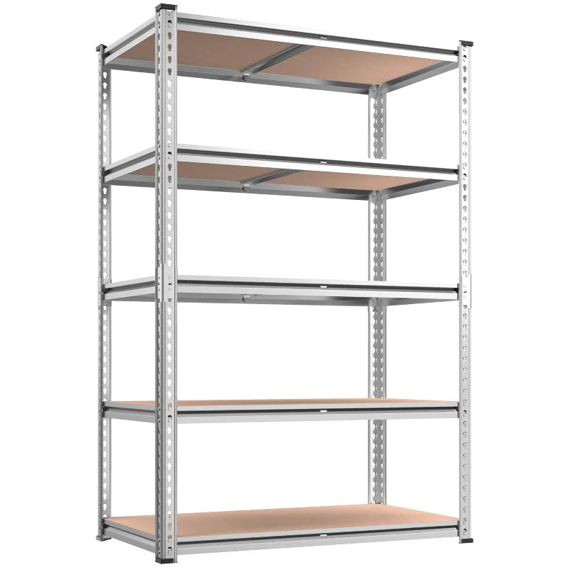 35.5"W Garage Shelving, 5-Tier Adjustable Metal Shelves, Storage Rack for Kitchen Pantry Basement, Galvanized