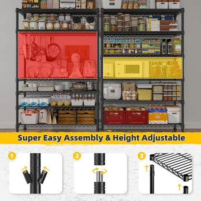Tall Wire Shelving Units，Adjustable Outdoor Metal Shelves, Storage Shelves for Kitchen Pantry Dorm