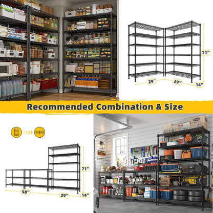 Tall Wire Shelving Units，Adjustable Outdoor Metal Shelves, Storage Shelves for Kitchen Pantry Dorm