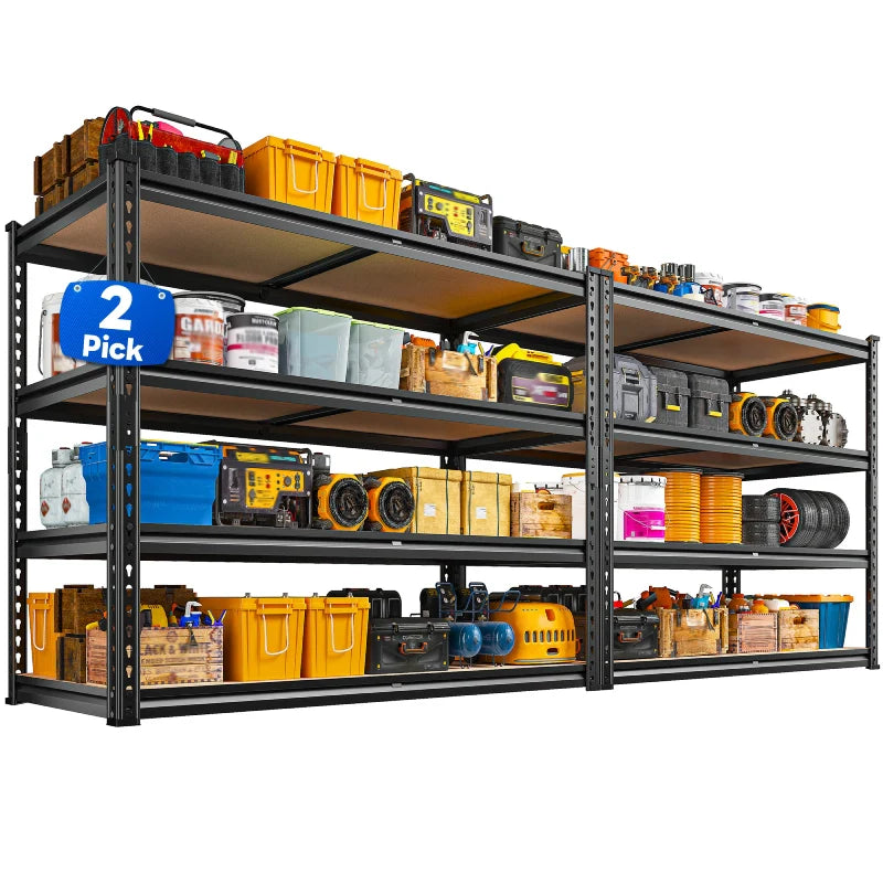 2-Pack 40"W Garage Storage Shelves, 2500lbs Heavy Duty Steel Shelving, Adjustable Storage Rack for Basement Commercial