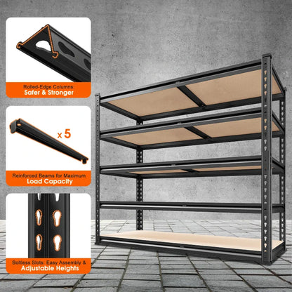 40"W x 20"D Freestanding Garage Shelving, 2,500lbs Heavy Duty Steel Shelves, Adjustable Commercial Shelving Racks for Basement Pantry Kitchen