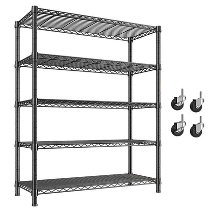 35.5"W Metal Wire Shelving with Wheels, Adjustable Outdoor Shelves with Casters for Kitchen, Pantry & Dorm
