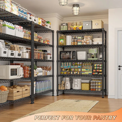 35.5"W Metal Wire Shelving with Wheels, Adjustable Outdoor Shelves with Casters for Kitchen, Pantry & Dorm