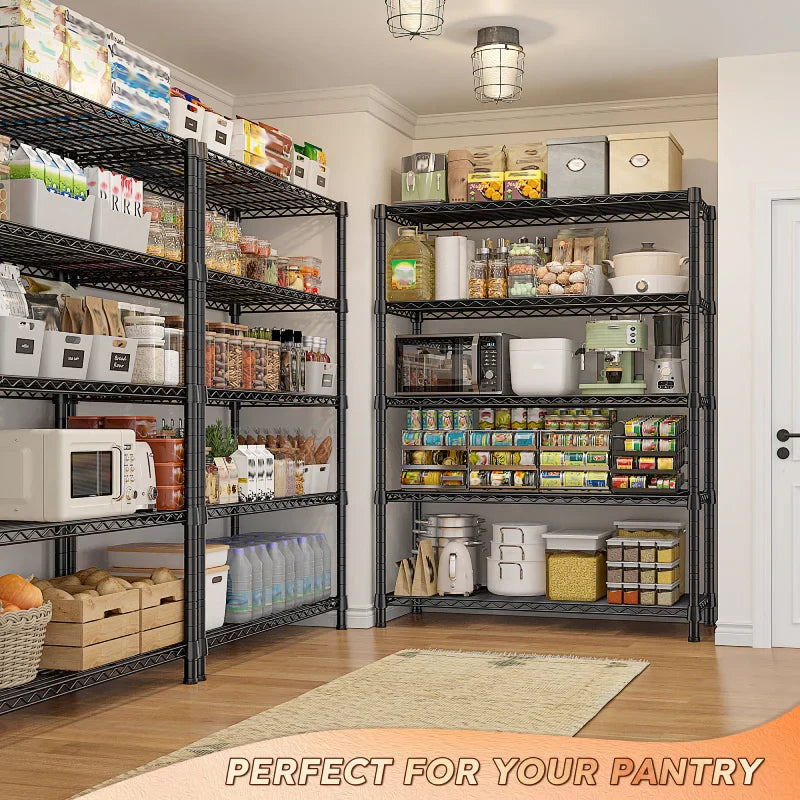 35.5"W Metal Wire Shelving with Wheels, Adjustable Outdoor Shelves with Casters for Kitchen, Pantry & Dorm