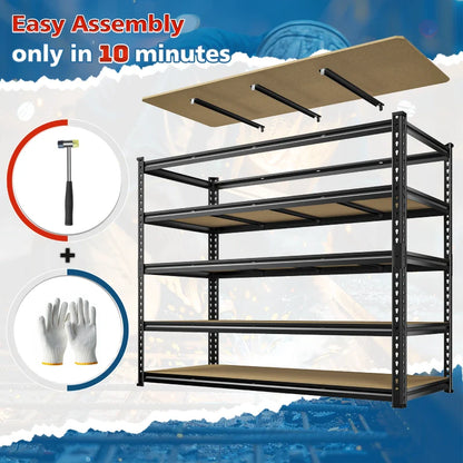 59.8”W Boltless Shelving Units, 6-Tier Heavy Duty Steel Garage Shelf Load 3000lbs, Commercial Shelving Rack for Pantry Kitchen Basement