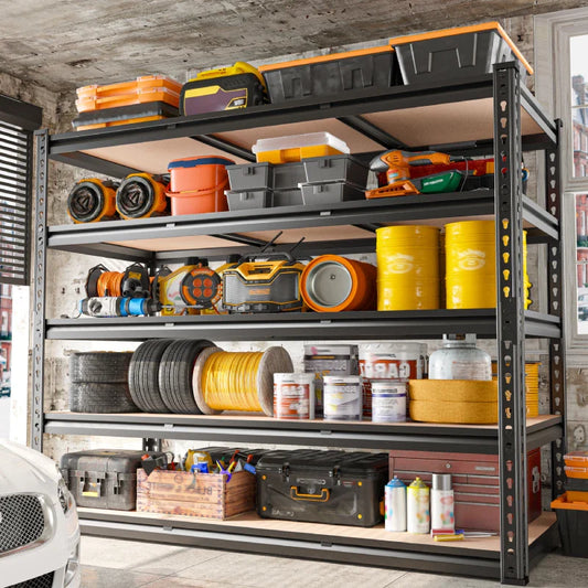 48.2" W Garage Shelf, 3000LBS Heavy Duty Steel Shelving Units, 5-Tier Adjustable Metal Shelves for Basement Warehouse Commercial