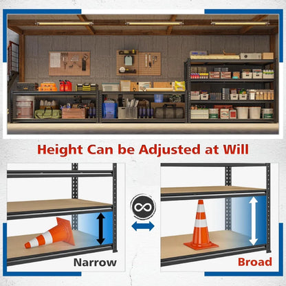 59.8”W Boltless Shelving Units, 6-Tier Heavy Duty Steel Garage Shelf Load 3000lbs, Commercial Shelving Rack for Pantry Kitchen Basement