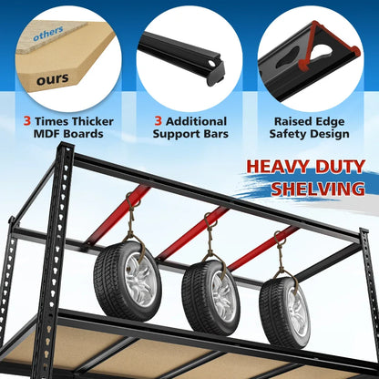 59.8”W Boltless Shelving Units, 6-Tier Heavy Duty Steel Garage Shelf Load 3000lbs, Commercial Shelving Rack for Pantry Kitchen Basement
