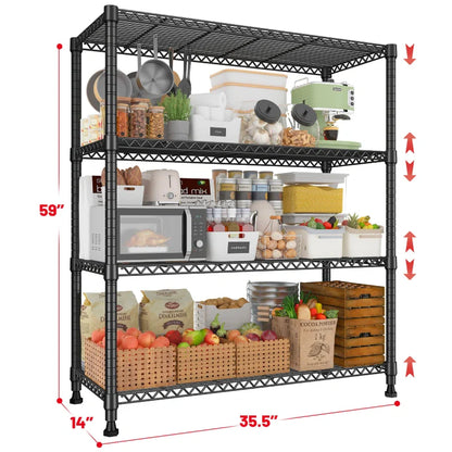 Tall Wire Shelving Units，Adjustable Outdoor Metal Shelves, Storage Shelves for Kitchen Pantry Dorm