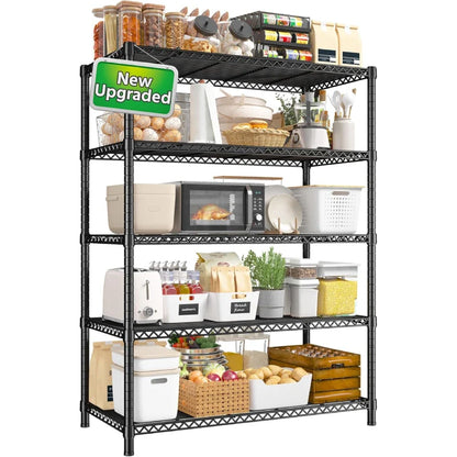 35.4"W Wire Shelving Units, 5 Tier Adjustable Storage Rack, Metal Commercial Shelves for Pantry Kitchen Dorm