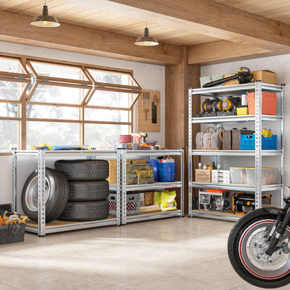 35.5"W Garage Shelving, 5-Tier Adjustable Metal Shelves, Storage Rack for Kitchen Pantry Basement, Galvanized
