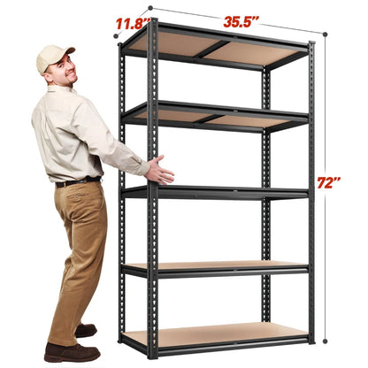 35.5“W Garage Storage Shelves, 5-Tier Adjustable Storage Rack, 2000 Lbs Heavy Duty Shelving Units, Metal Shelves for Pantry Kitchen Dorm
