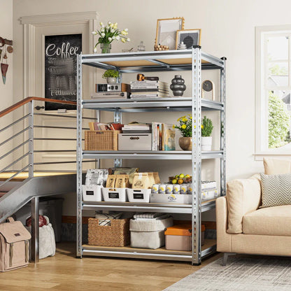35.5"W Garage Shelving, 5-Tier Adjustable Metal Shelves, Storage Rack for Kitchen Pantry Basement, Galvanized