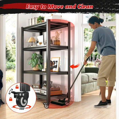 59.8"H 4-Tier Rolling Metal Shelving Rack 530LBS Adjustable Shelving Units for Pantry, Kitchen, Basement