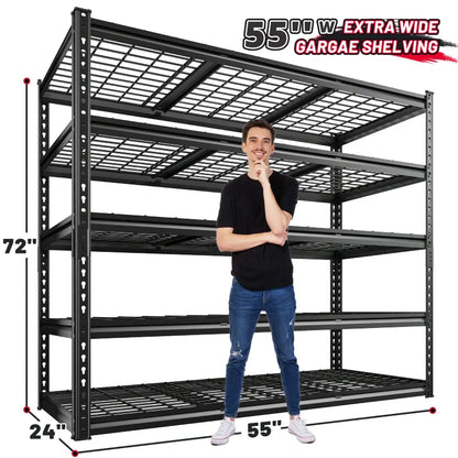 55“W x 72"H 3000LBS Metal Garage Storage Racks Basement Shelving Adjustable Industrial Shelving for Garage, Warehouse, Pantry