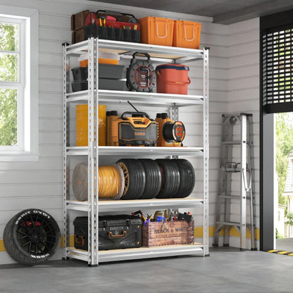 35.5"W Garage Shelving, 5-Tier Adjustable Metal Shelves, Storage Rack for Kitchen Pantry Basement, Galvanized