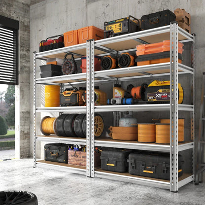 35.5"W Garage Shelving, 5-Tier Adjustable Metal Shelves, Storage Rack for Kitchen Pantry Basement, Galvanized