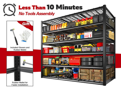 60in x 84in Garage Storage Shelves 6-Tier Industrial Steel Shelving Adjustable Heavy Duty Garage Shelving Tool-Free Shelf For Basement Commercial Warehouse
