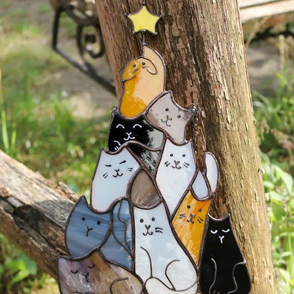 🎄😻Cat Christmas Tree Suncatcher Ornament