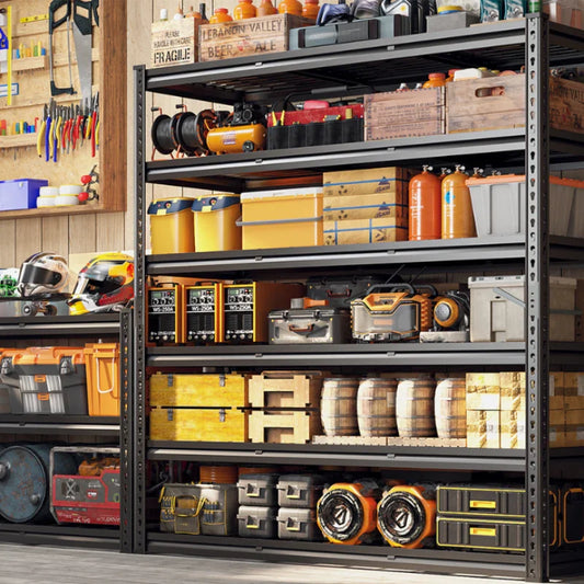 24"in X 78"in Bin Shelves 3600LBS Industrial Shelving Units  6 Tiers Black Shelf Shelves For Garage, Warehouse, Pantry Organization