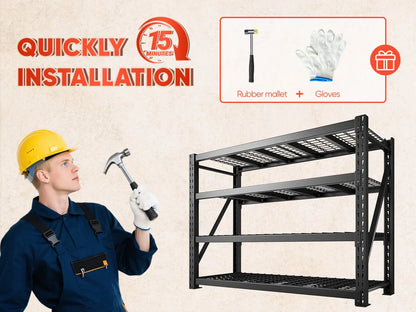 9400LBS Heavy Duty Industrial Shelving 72"H Garage Shelving 4 -Tier Adjustable Storage Shelves for Warehouse, Garage, Basement Shop