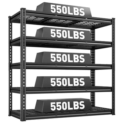Food Store Shelves 5-Tier Adjustable Shelving 48"W x 72"H 2750 LBS for kitchen, Warehouse, Basement, Workshop