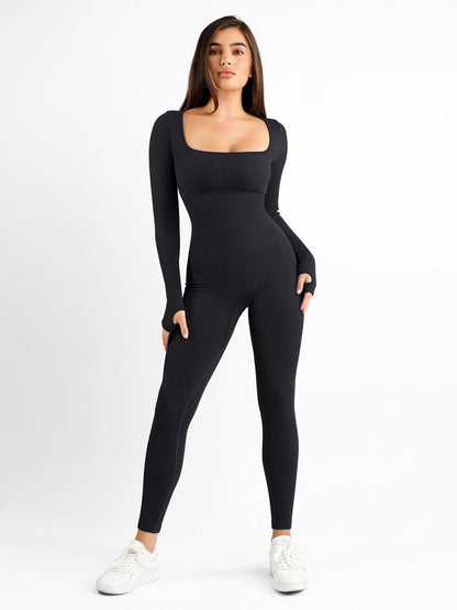 【🔥Big Sale🔥】【80% off for a limited time】Shapewear Seamless Square Neck Workout Jumpsuit or Romper