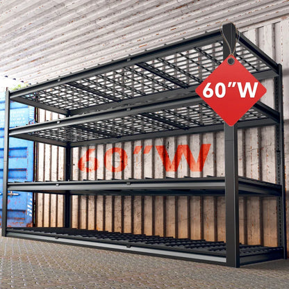 60" W Industrial Storage Rack Adjustable Heavy Duty Garage Shelving Rust-Resistant Garage Storage Shelves for Garage, Warehouse, Basement
