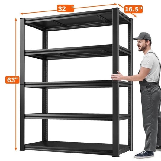 32"W Garage Shelving Heavy Duty, 2000lbs Adjustable Garage Storage Shelves 5 Tier Metal Shelving for Basement Pantry Warehouse Garage