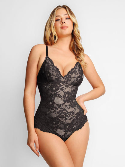 【🔥Big Sale🔥】【80% off for a limited time】Shapewear Lace Deep-V Neck Bodysuits or Faux Leather Skirts
