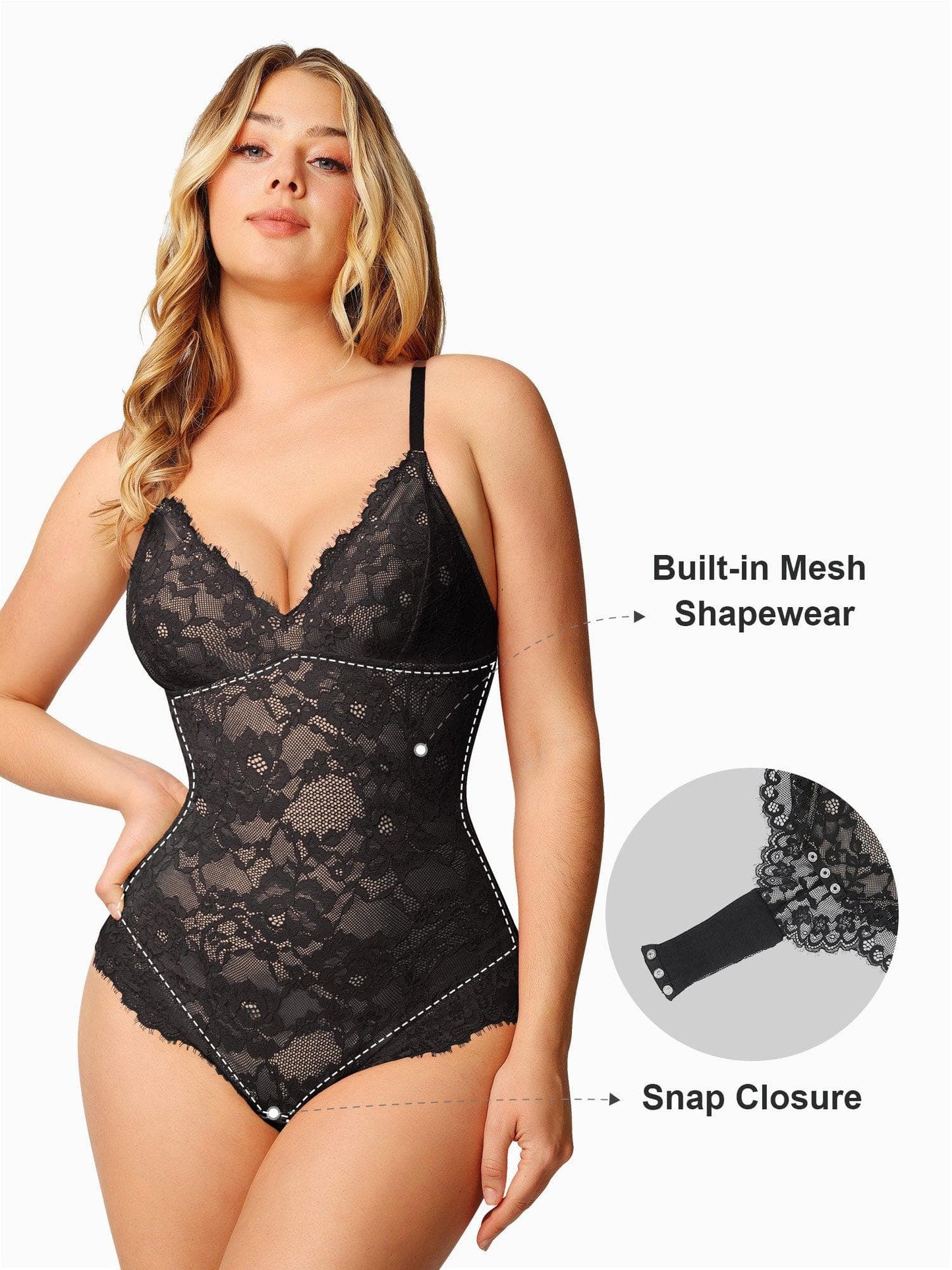 【🔥Big Sale🔥】【80% off for a limited time】Shapewear Lace Deep-V Neck Bodysuits or Faux Leather Skirts