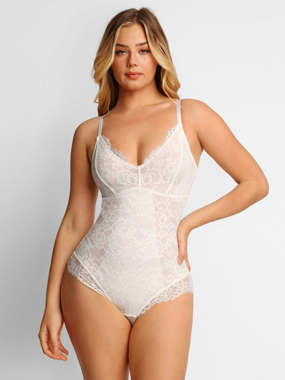 【🔥Big Sale🔥】【80% off for a limited time】Shapewear Lace Deep-V Neck Bodysuits or Faux Leather Skirts