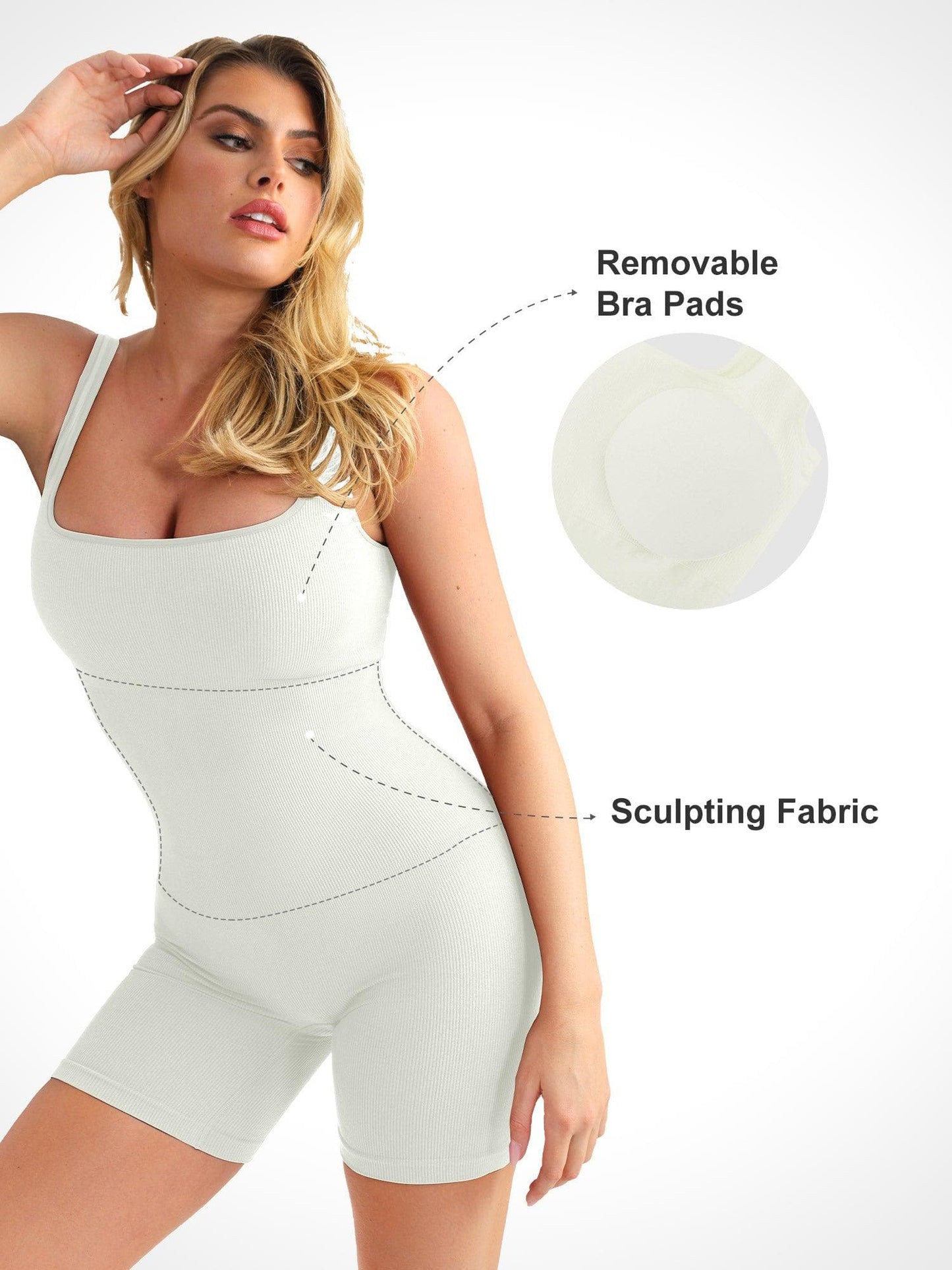 【🔥Big Sale🔥】【80% off for a limited time】Shapewear Seamless Square Neck Workout Jumpsuit or Romper