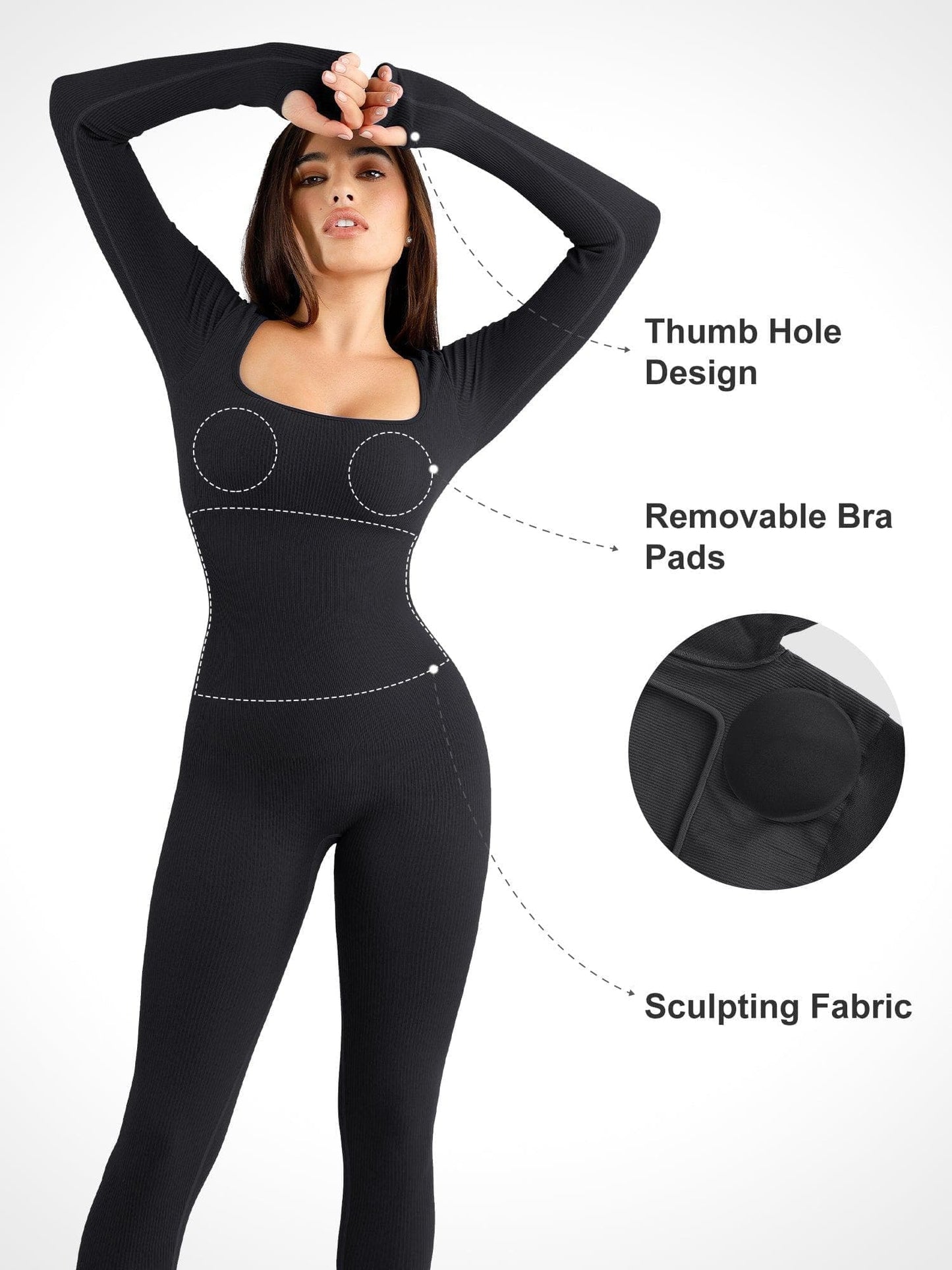 【🔥Big Sale🔥】【80% off for a limited time】Shapewear Seamless Square Neck Workout Jumpsuit or Romper