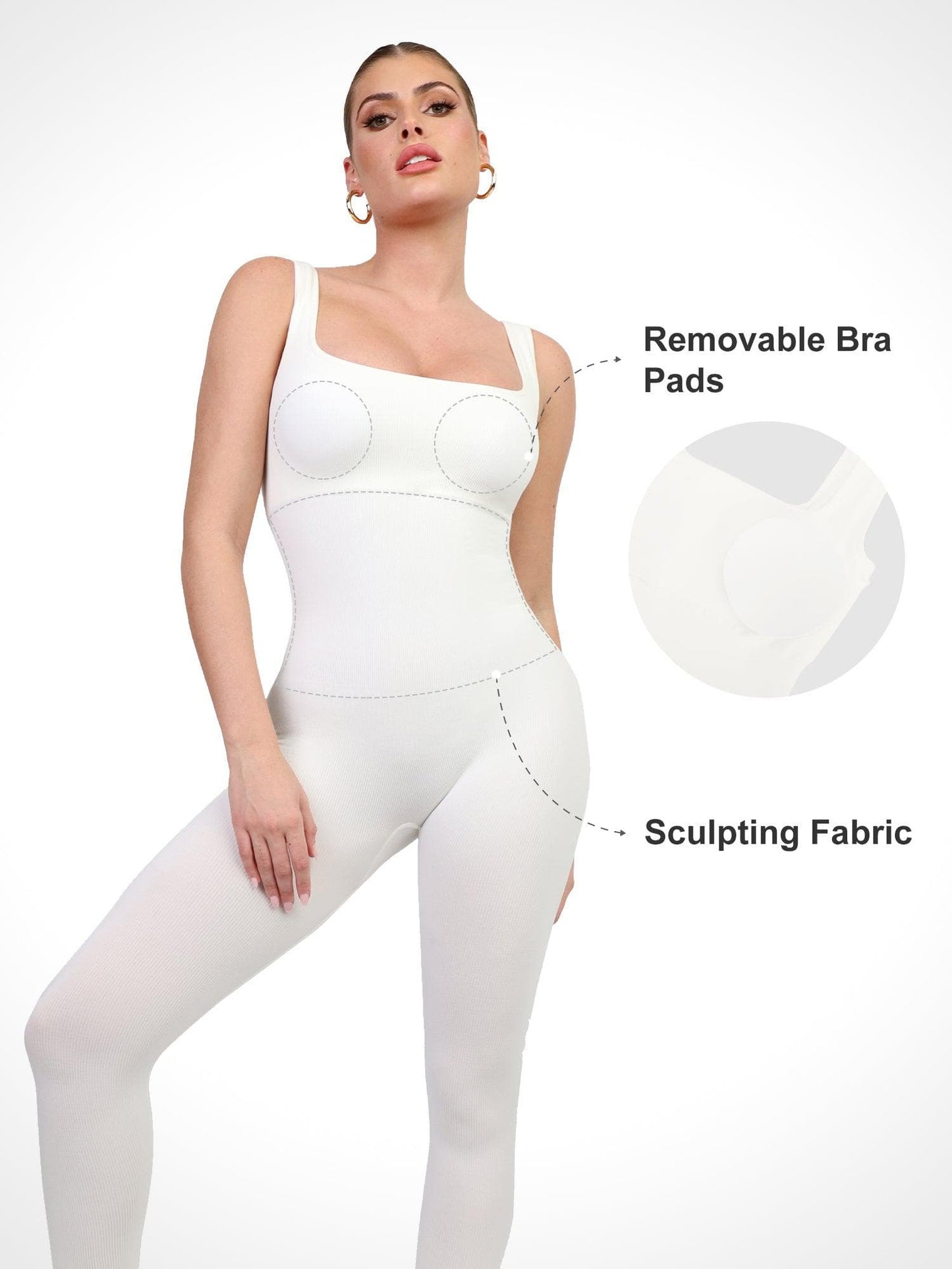 【🔥Big Sale🔥】【80% off for a limited time】Shapewear Seamless Square Neck Workout Jumpsuit or Romper