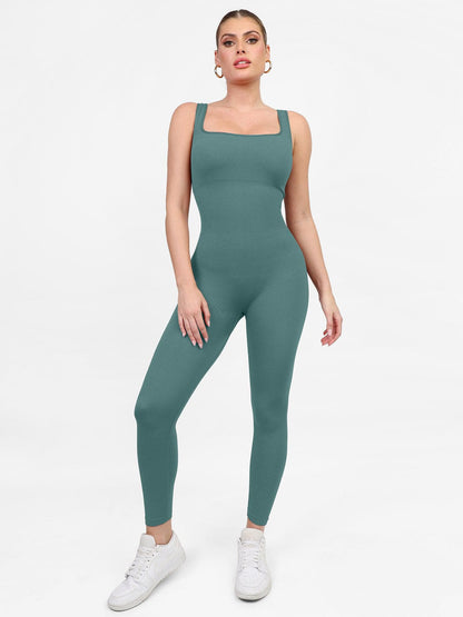 【🔥Big Sale🔥】【80% off for a limited time】Shapewear Seamless Square Neck Workout Jumpsuit or Romper