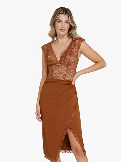 【🔥Big Sale🔥】【80% off for a limited time】Shapewear Sculpting Lace Bodysuit or Midi Skirt or Shrug