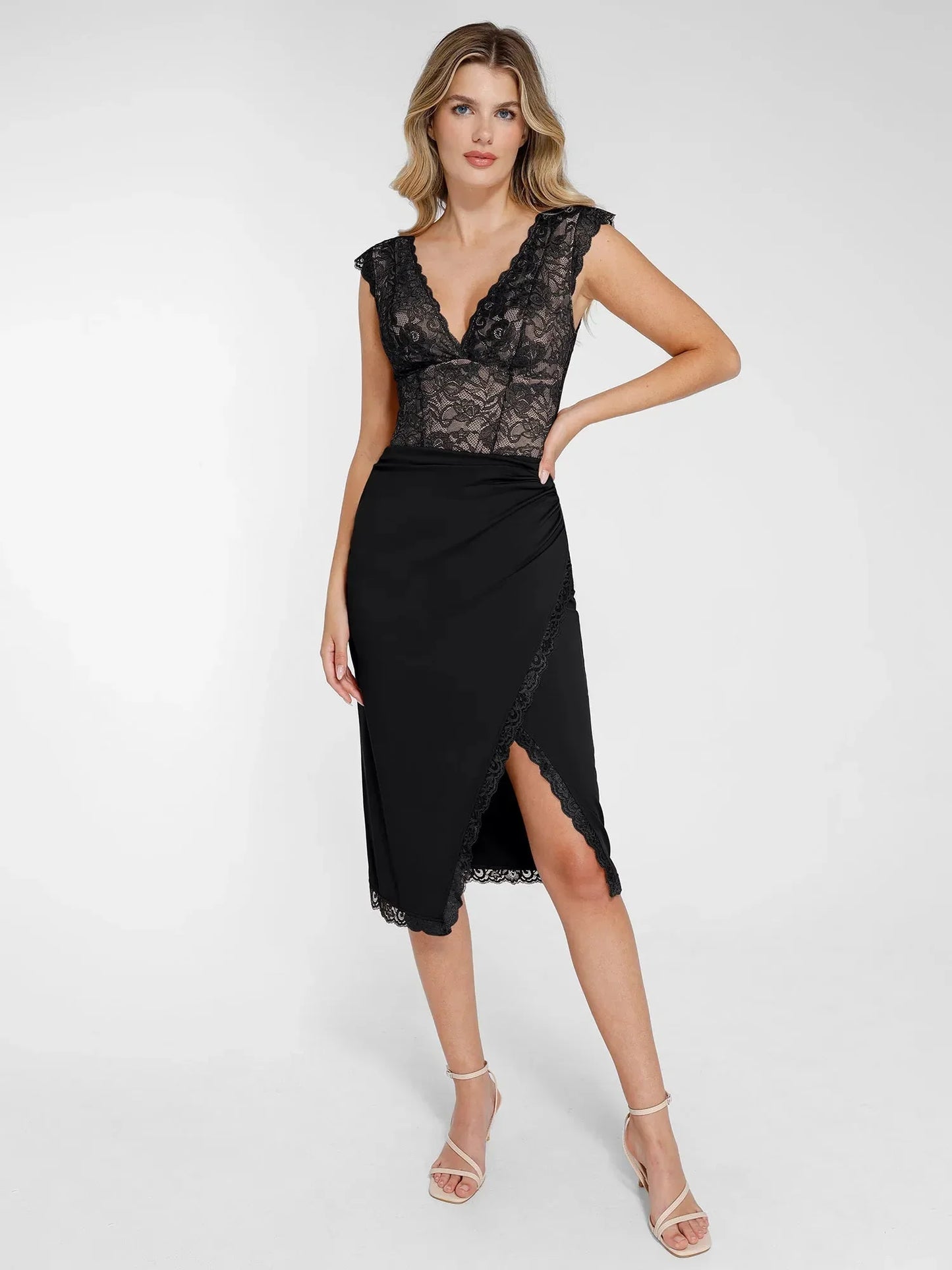【🔥Big Sale🔥】【80% off for a limited time】Shapewear Sculpting Lace Bodysuit or Midi Skirt or Shrug