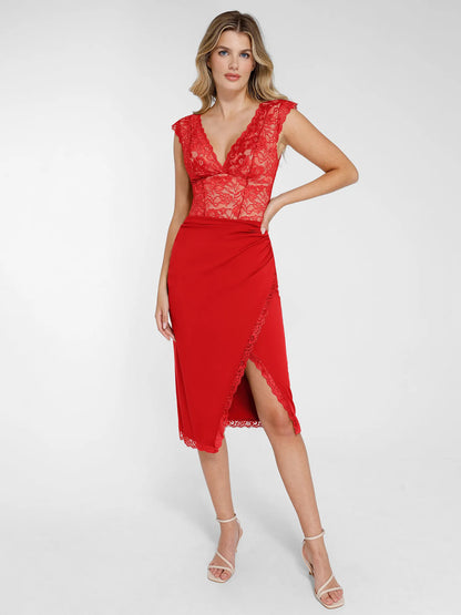 【🔥Big Sale🔥】【80% off for a limited time】Shapewear Sculpting Lace Bodysuit or Midi Skirt or Shrug