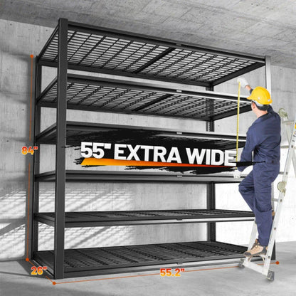 55.2"W Heavy Duty Garage Shelving 5 Tiers Storage Shelves 3000LBS Pantry Rust-Proof Industrial Shelving for Warehouse, Basement & Commercial