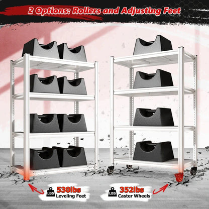 59.8"H 4-Tier Rolling Metal Shelving Rack 530LBS Adjustable Shelving Units for Pantry, Kitchen, Basement